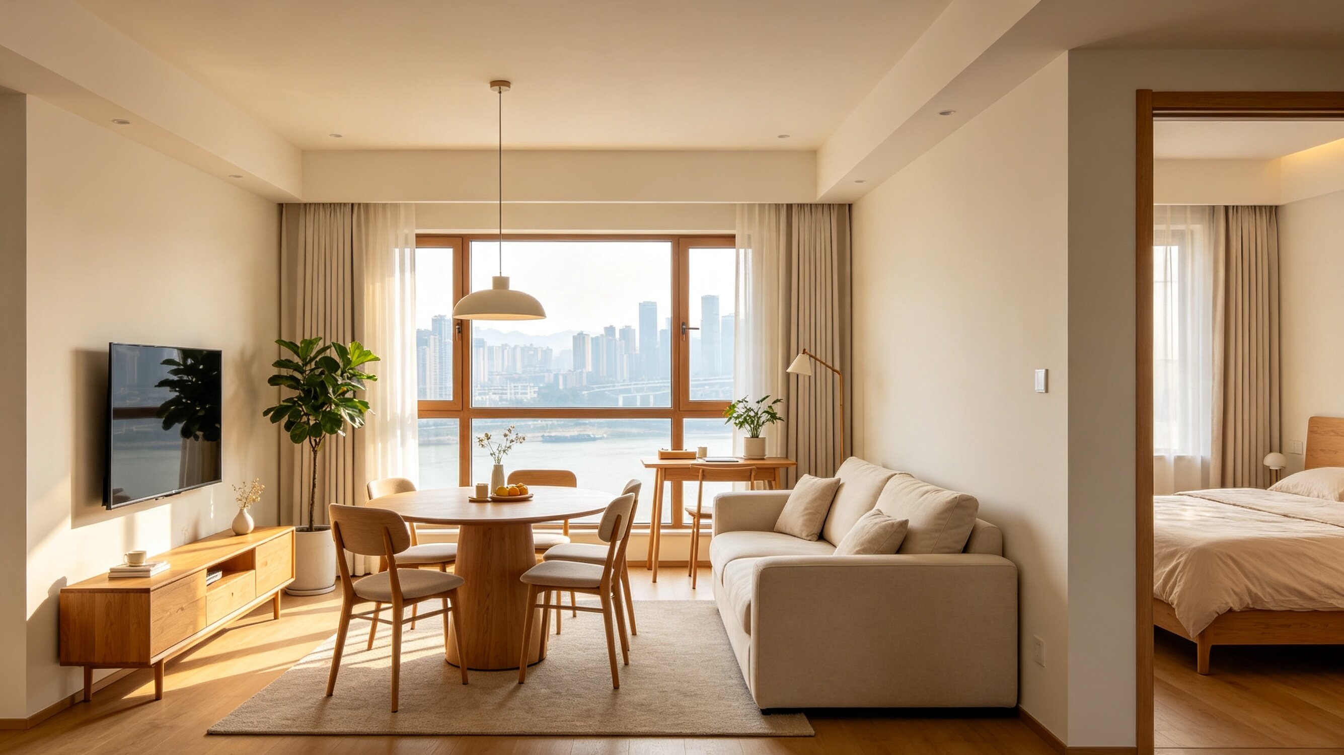 Modern luxury apartments and green cityscape in Chengdu, China